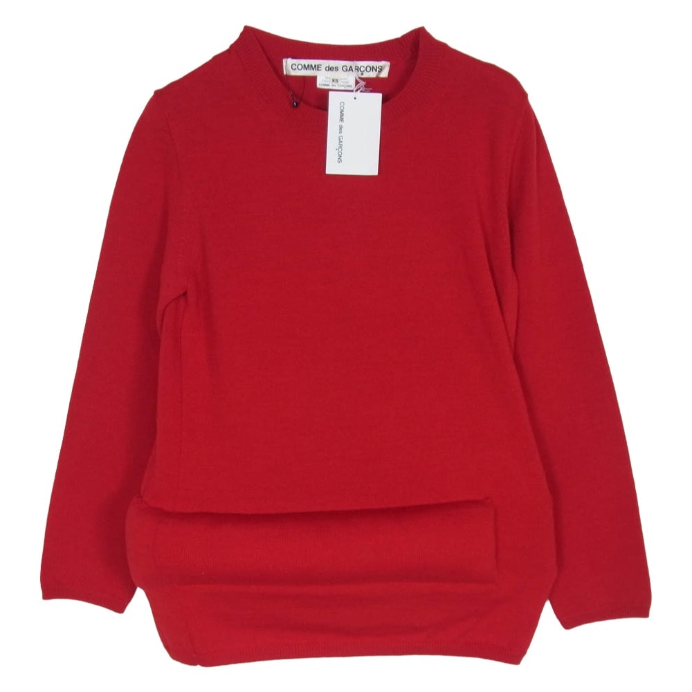 COMME des GARCONS コムデギャルソン ニット 25AW GP-N014 本ライン 白タグ 中綿入り 変形デザイン ニット セーター レッド系 XS【極上美品】【中古】
