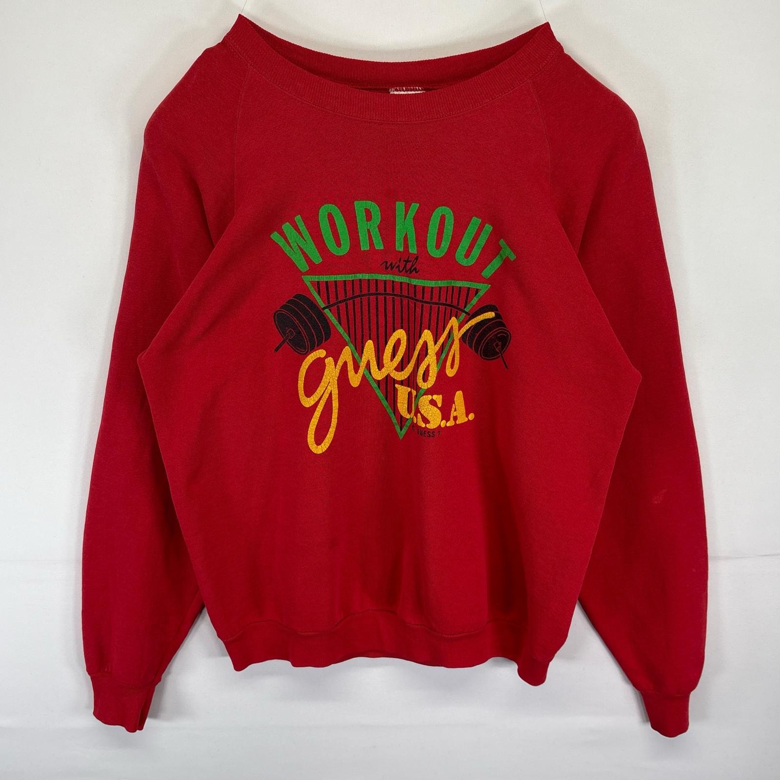 古着 80's/80年代 ヴィンテージ フルーツオブザルーム FRUIT OF THE LOOM USA製 スウェット トレーナー プリント ロゴ  レッド メンズ