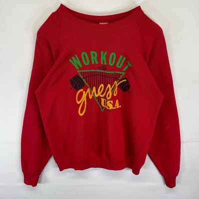 古着 80's/80年代 ヴィンテージ フルーツオブザルーム FRUIT OF THE LOOM USA製 スウェット トレーナー プリント ロゴ レッド メンズ