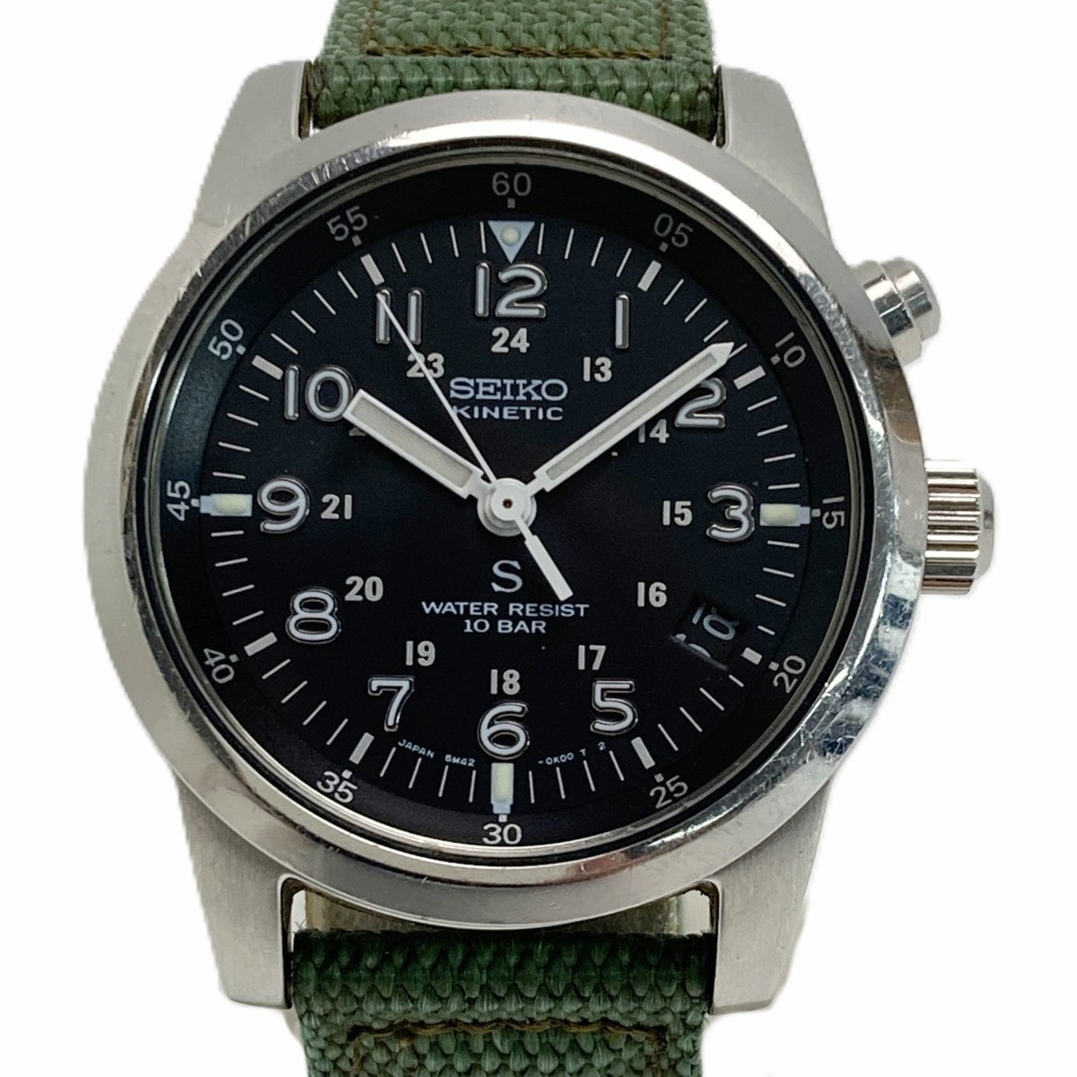 SEIKO セイコー サス デイト 5M42-0G20 ブラック キネティック メンズ 腕時計 SUS