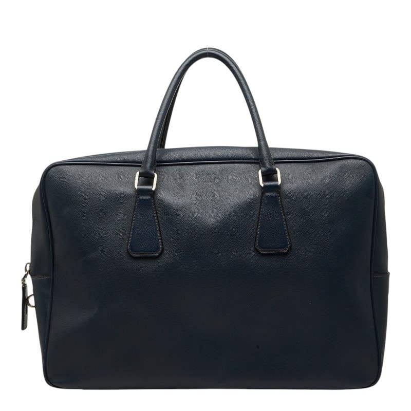 プラダ 三角ロゴプレート ブリーフケース ビジネスバッグ ネイビー サフィアーノレザー メンズ PRADA 【中古】