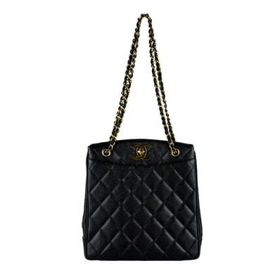 シャネル CHANEL ショルダーバッグ キャビアスキンレザー/メタル ブラック/ゴールド レディース【中古】 z10851