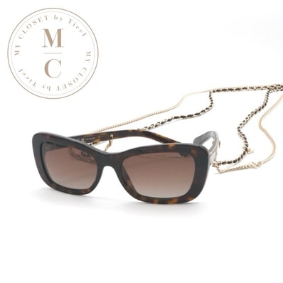 シャネル CHANEL サングラス ブラウン ゴールド ココマーク チェーン アイウェア