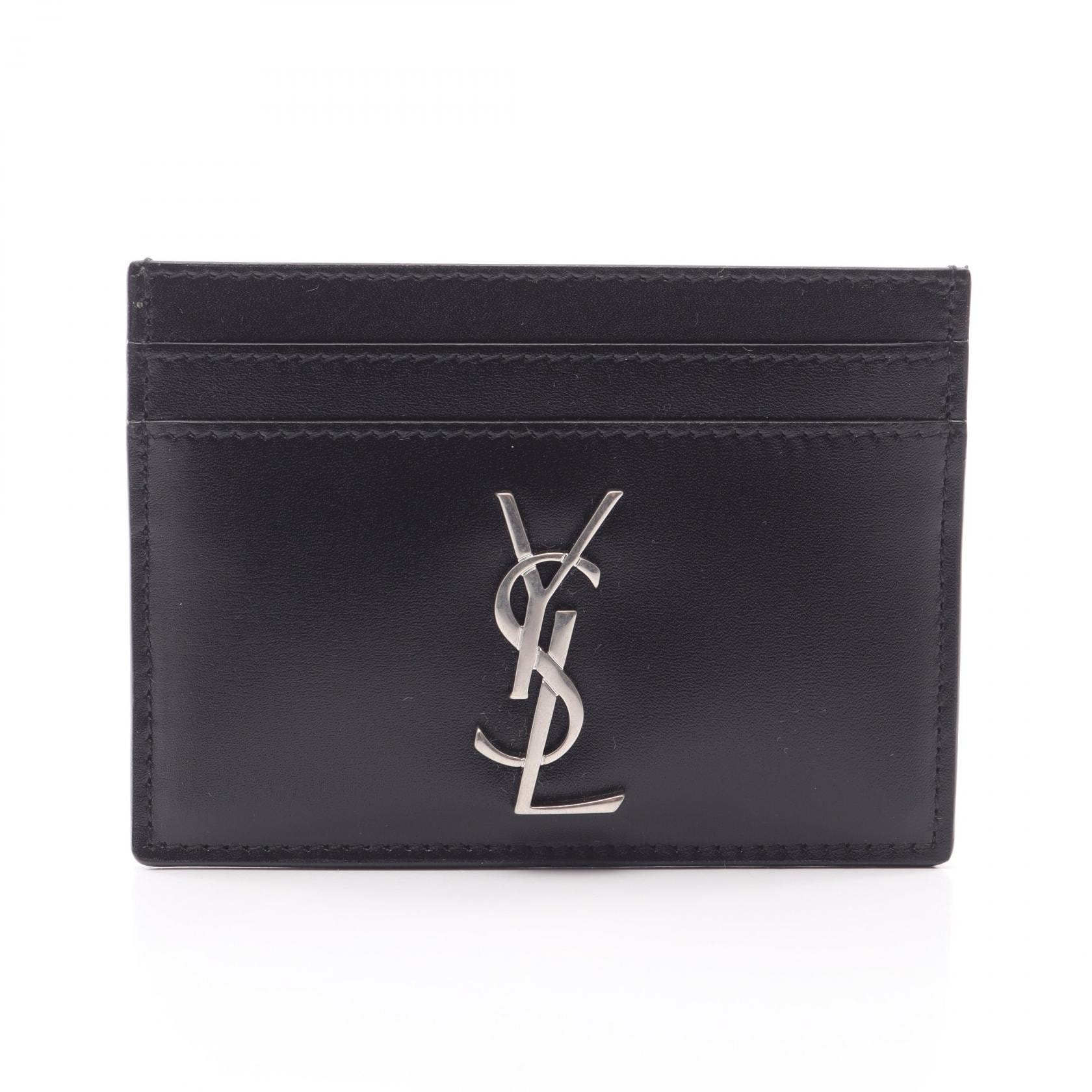 サンローランパリ SAINT LAURENT PARIS カサンドラ カードホルダー カードケース アクセサリー レザー メンズ ブラック系 4856310SX0E1000 【新品】