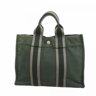 ★SALE【6dd5249】エルメス トートバッグ フールトゥPM キャンバス ブラック シルバー金具【中古】メンズ レディース ユニセックス