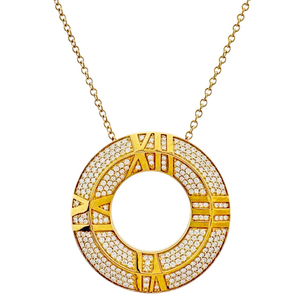 ティファニー アトラスXクローズドサークル ネックレス 18金 K18イエローゴールド ダイヤモンド レディース TIFFANY&Co. 中古