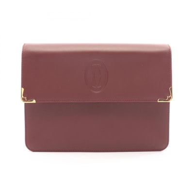 カルティエ CARTIER マストライン セカンドバッグ クラッチバッグ バッグ レザー レディース ボルドー系 【中古】