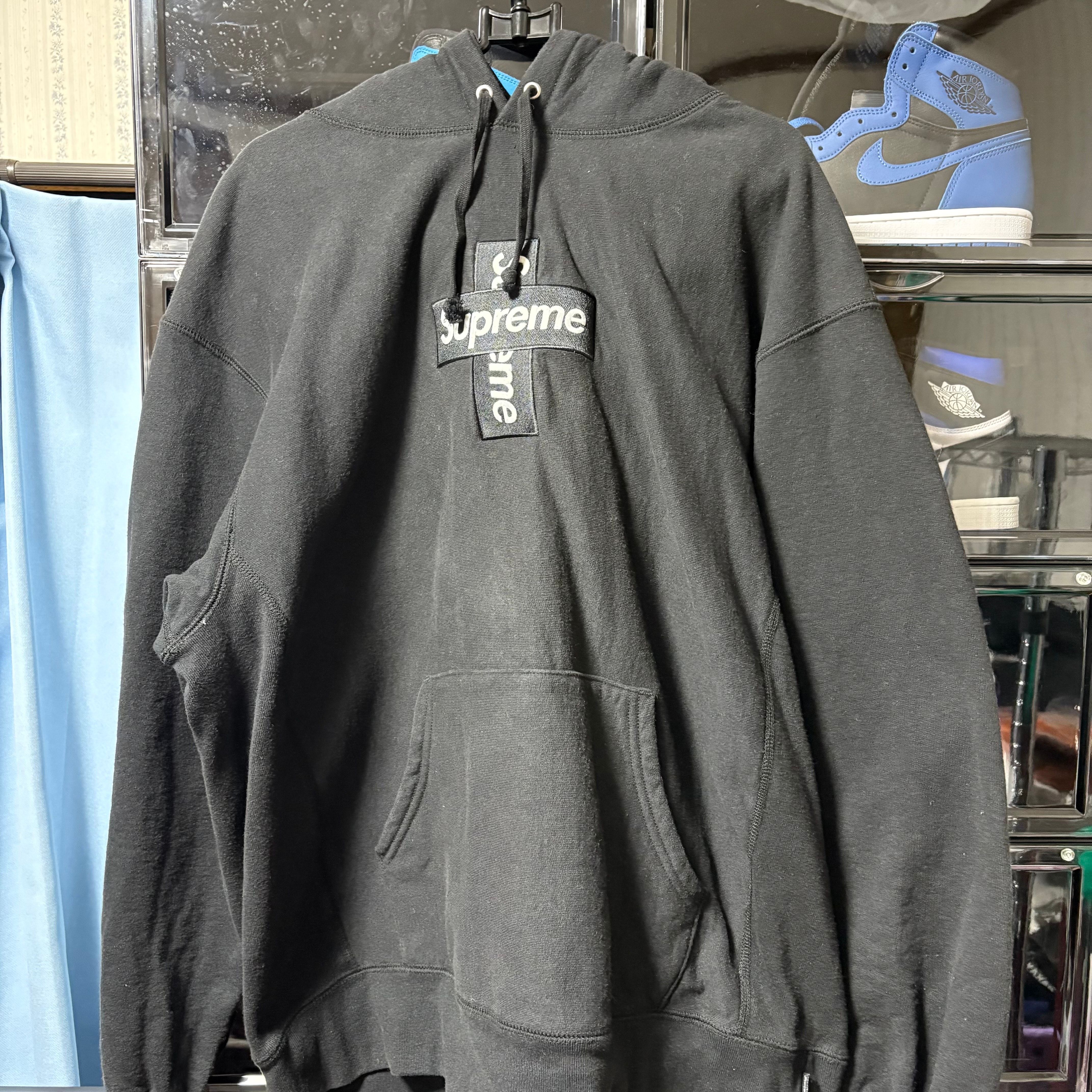 Supreme Cross Box Logo Hooded Sweatshirt "Black"