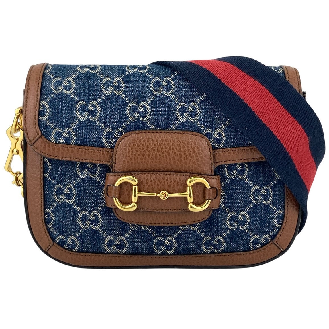 GUCCI グッチ ホースビット1955 シェリーライン デニム ショルダーバッグ 658574 GGキャンバス レザー ブルー  レディース【中古】