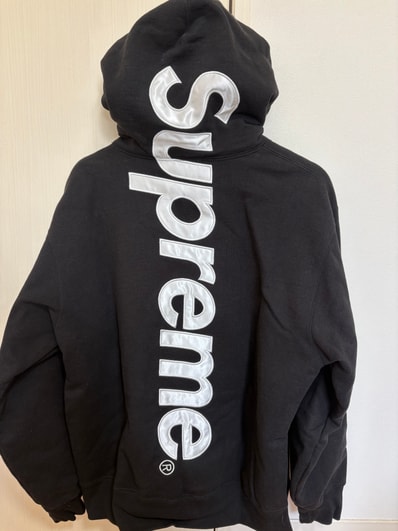 Supreme Satin Applique Hooded Sweatshirt "Black"