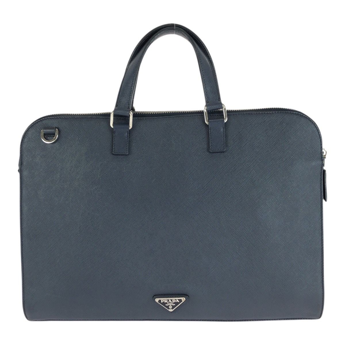 専用【PRADA】ビジネスバッグ　三角ロゴプレート　サフィアーノレザー　ネイビー PRADA プラダ ビジネスバッグ ブリーフケース 三角プレート