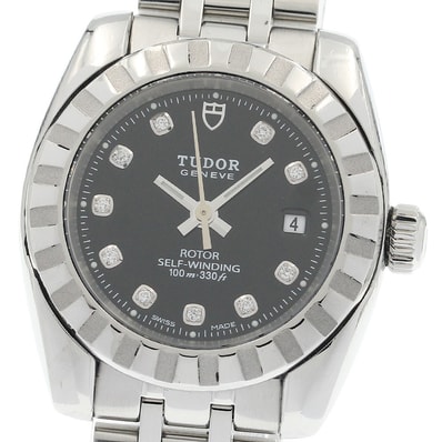 チュードル クラシックデイト 10Pダイヤ 22010 レディース 【中古】