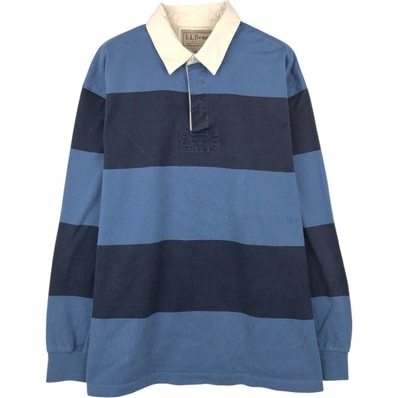 古着 エルエルビーン L.L.Bean ボーダー柄 長袖 ラガーシャツ メンズL相当/eaa670884