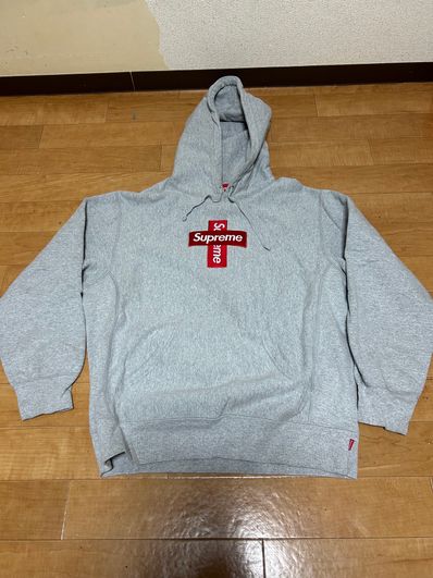 Supreme Cross Box Logo Hooded Sweatshirt "Grey"