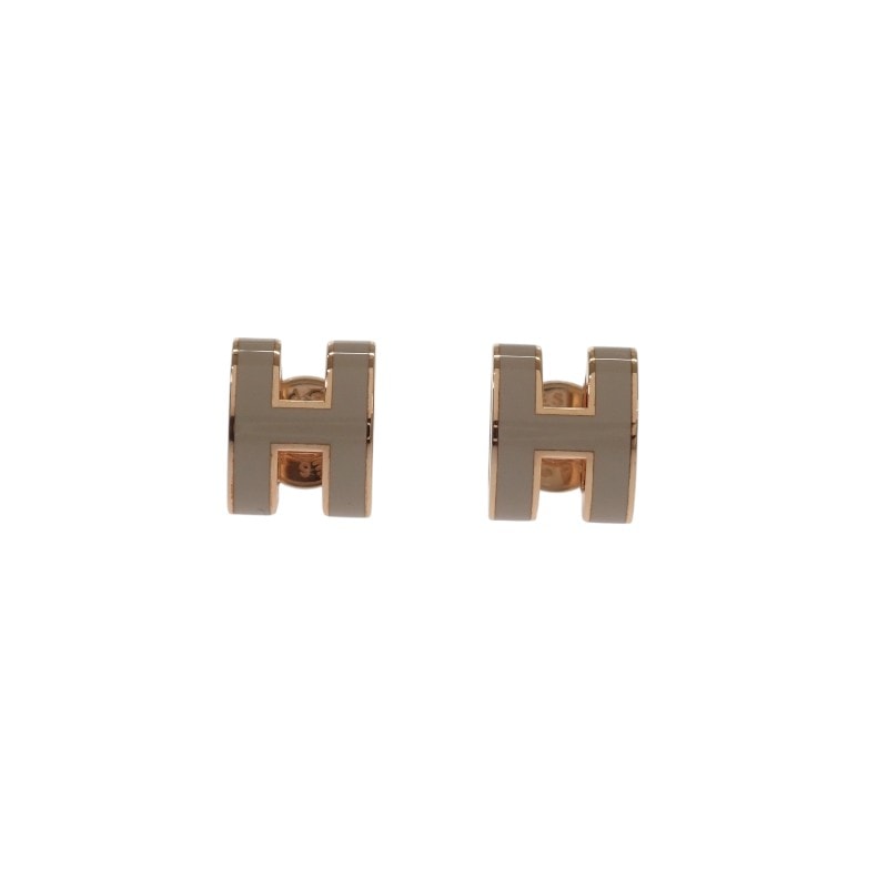 エルメス HERMES ミニ ポップ H H608002FO ピアス メタル ピンクゴールド マロングラッセ レディース【中古】【Aランク】