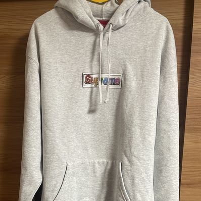 Supreme Bling Box Logo Hooded Sweatshirt "Ash Grey"