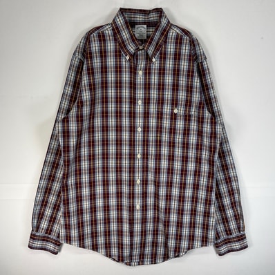 古着 ブルックスブラザーズ Brooks Brothers 長袖シャツ フラップポケ チェック 346 SLIM FIT M レッド系 マルチカラー メンズ