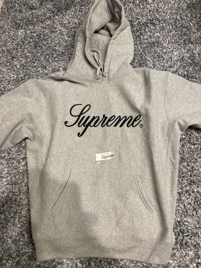 Supreme Raised Script Hooded Sweatshirt "Heather Grey"