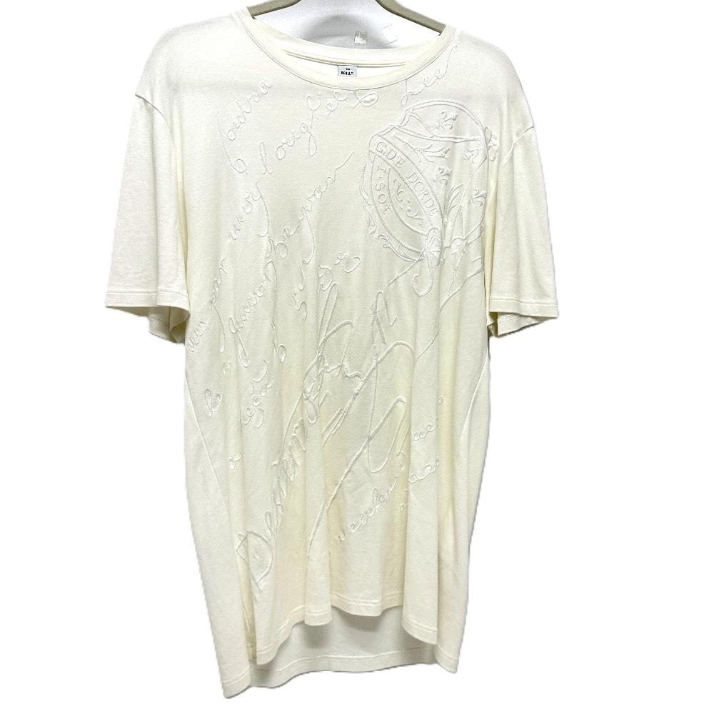 ベルルッティ Berluti オールオーバー 刺繍スクリット Tシャツ アパレル トップス 半袖Tシャツ コットン ホワイト