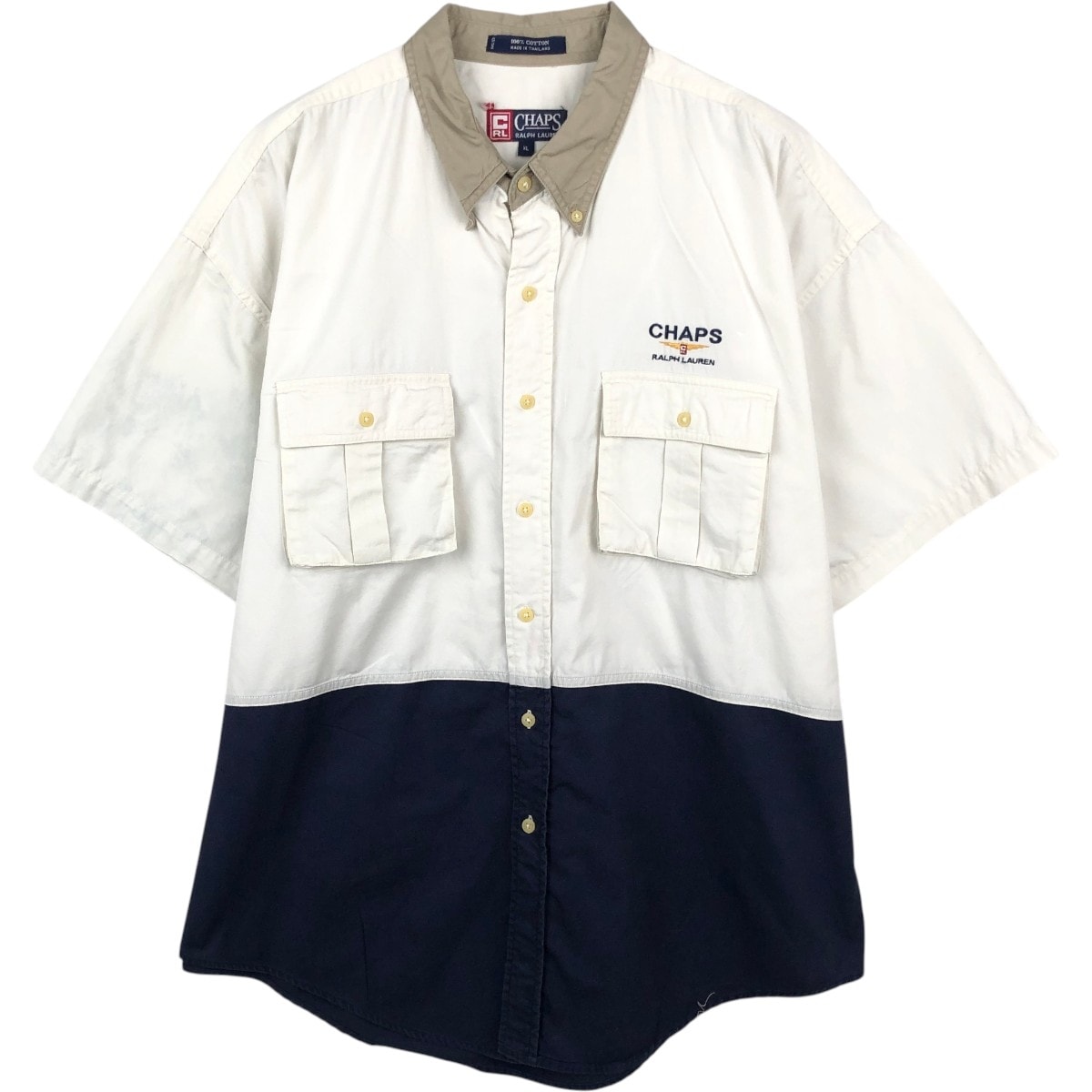 古着 ラルフローレン Ralph Lauren CHAPS チャップス 半袖 ボタンダウンシャツ メンズXL相当/eaa668634