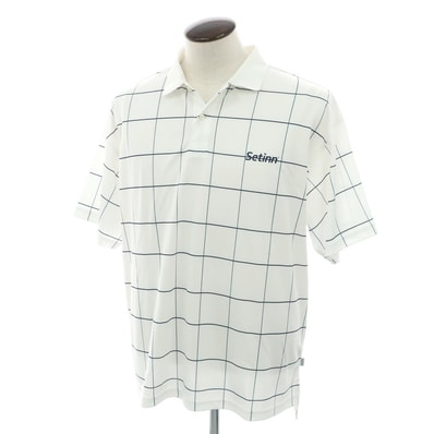 【中古】セットイン Setinn 2025年春夏 ポリエステル チェック 半袖ポロシャツ ホワイト【サイズL】【メンズ】