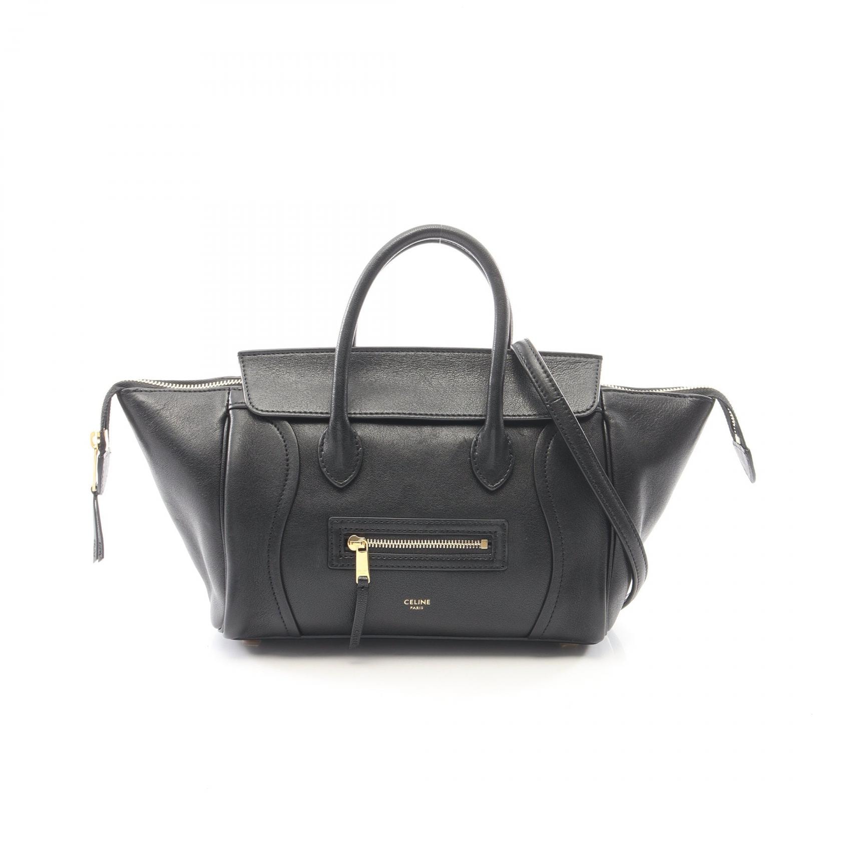セリーヌ CELINE リトル ラゲージ 2WAY ハンドバッグ バッグ レザー レディース ブラック系 【中古】