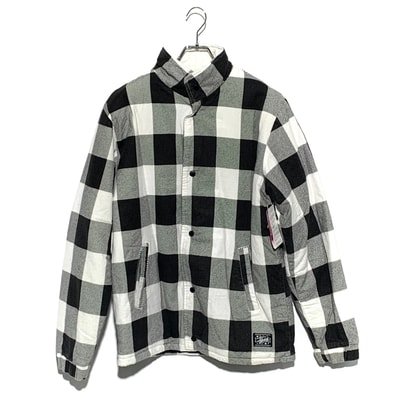 STUSSY OLD thermolite check padded jacket Black× White