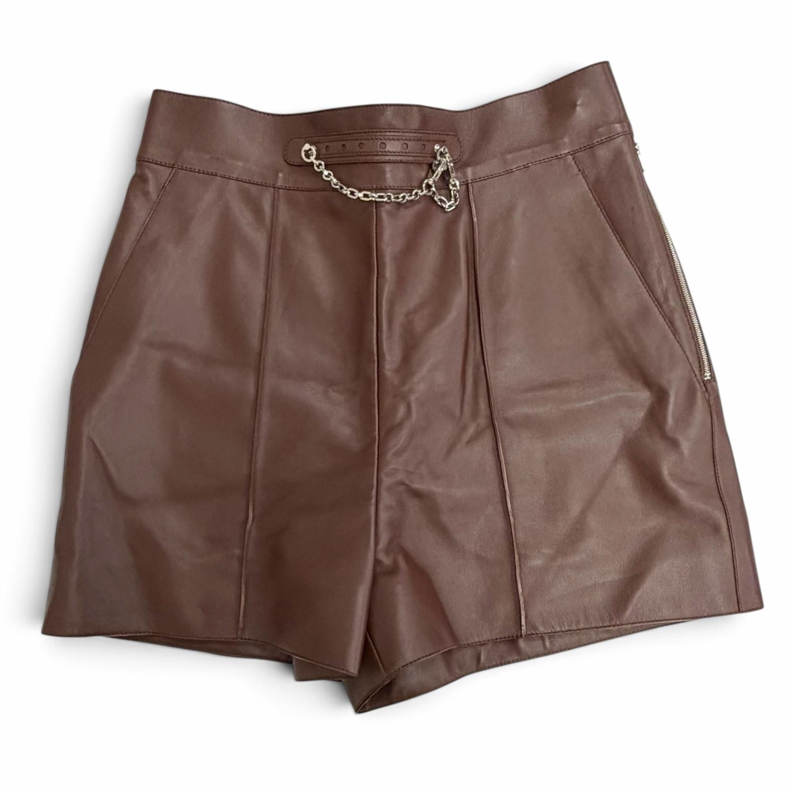 未使用品 エルメス ラムレザー チェーン ショートパンツ 36 3H1414D3
