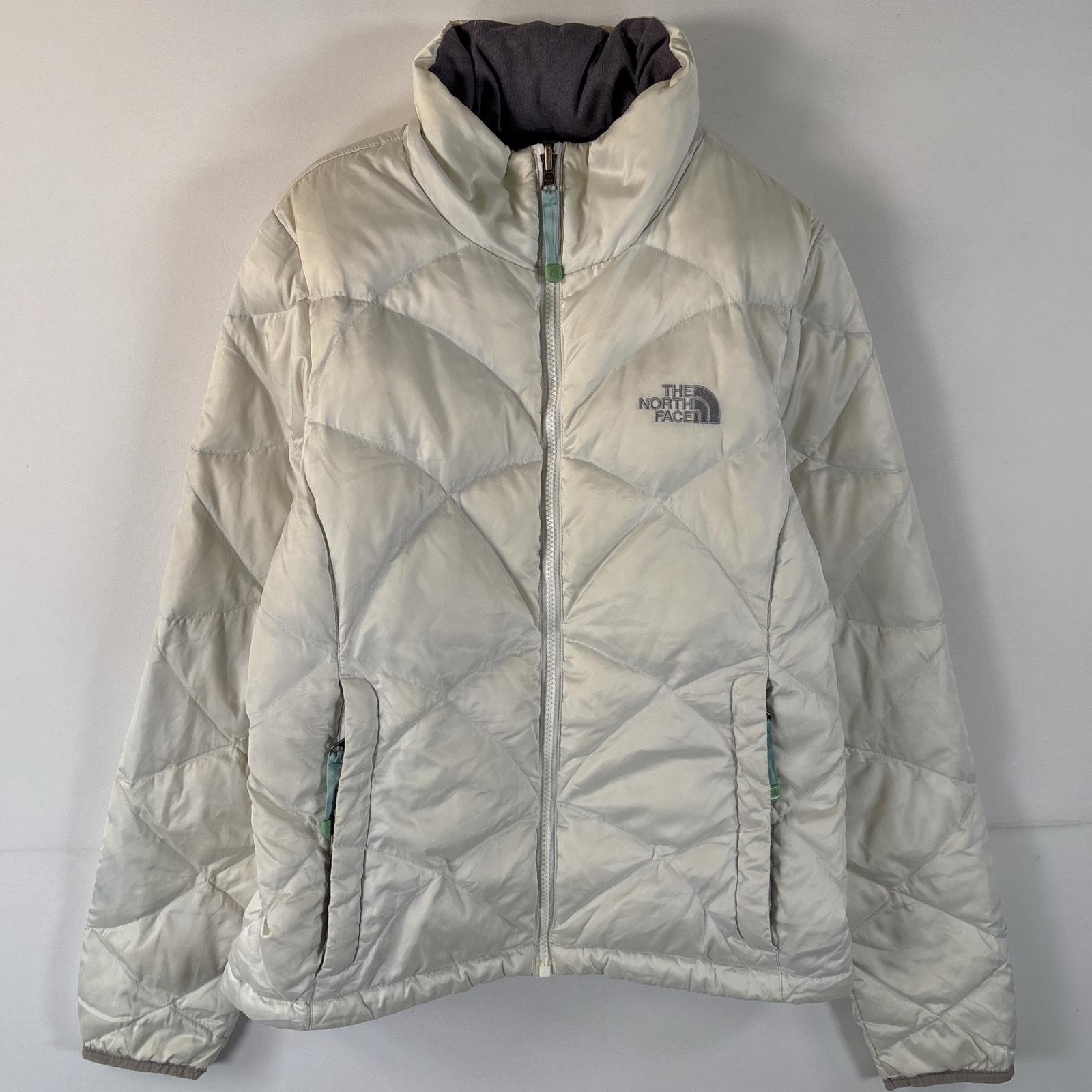 古着 ザ・ノースフェイス THE NORTH FACE ダウンジャケット ナイロンジャケット フルジップ ワンポイントロゴ S ホワイト レディース