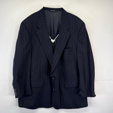 古着 バーバリー BURBERRY USA製 テーラードジャケット 大きいサイズ ストライプ柄 ブレザー スーツ 紳士服 肩パッド ブラック メンズ