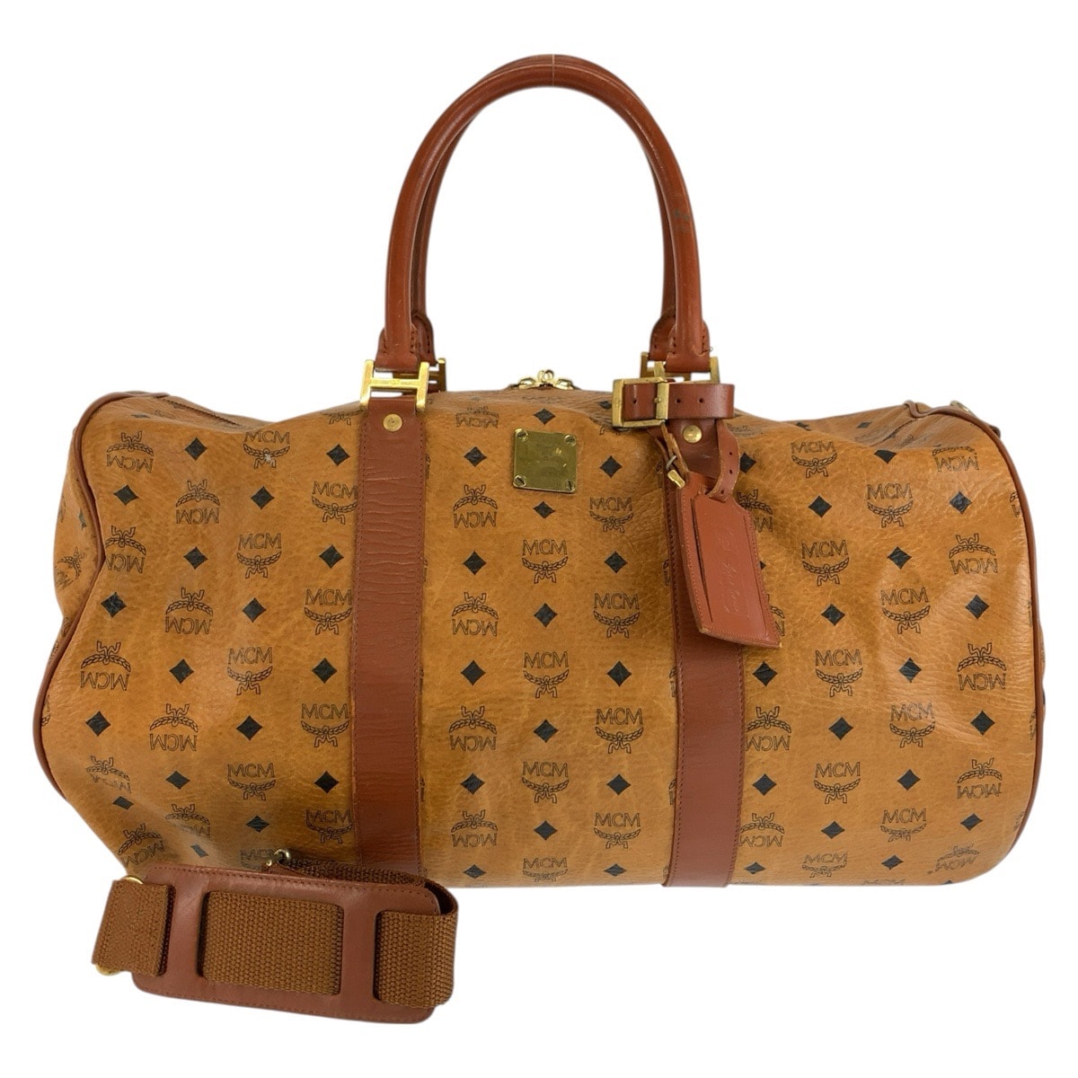 MCM エム シー エム ヴィセトス ブラウン ゴールド金具 PVC レザー/ ボストンバッグ ショルダーバッグ 2way 604672 【中古】