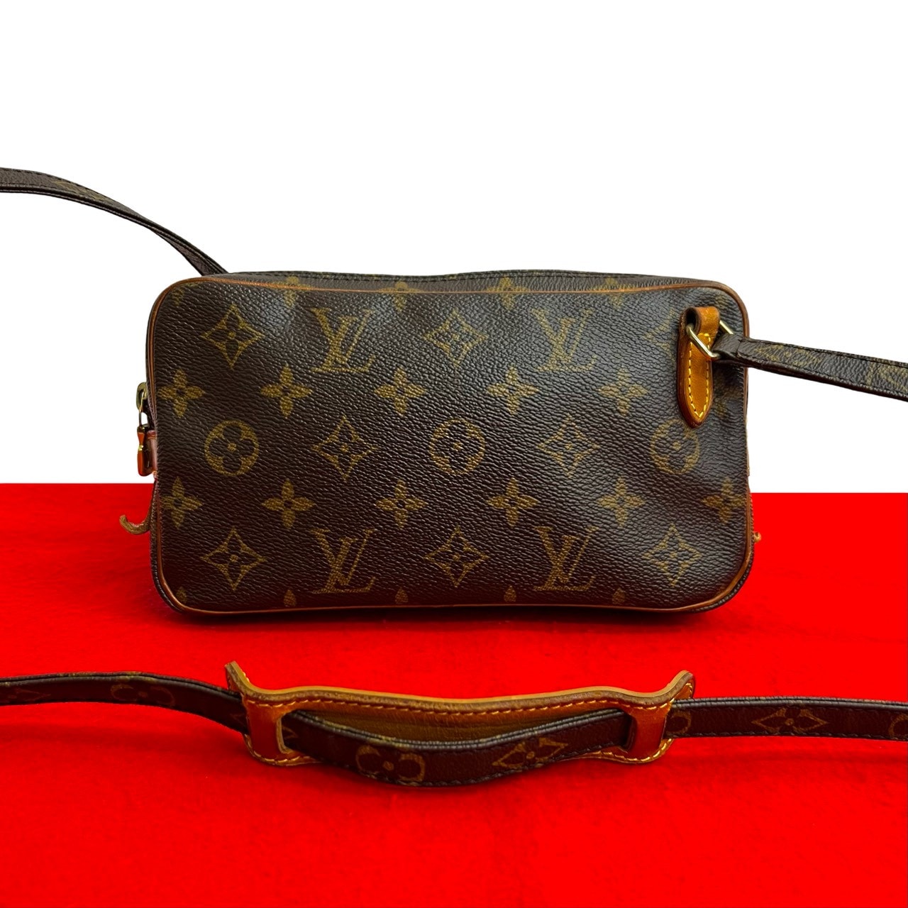 LOUIS VUITTON ルイヴィトン マルリー バンドリエール モノグラム レザー PVC ショルダーバッグ ブラウン
 290-2