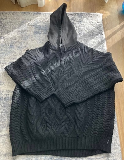Supreme Cable Hooded Sweater "Black"