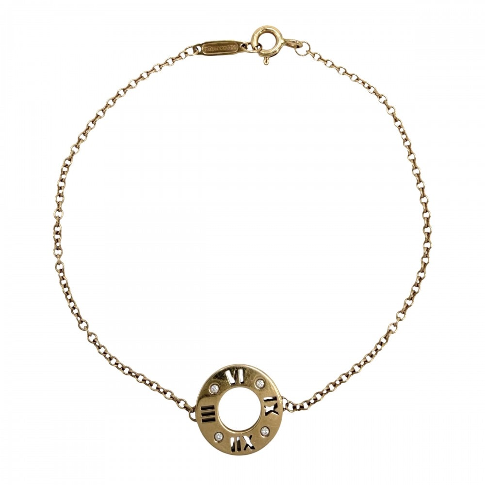 TIFFANY&Co. ティファニー ブレスレット アトラス ピアスドサークル 18金PG Au750 ジュエリー アクセサリー K18ピンクゴールド ダイヤモンド レディース 約2.8g【中古品】