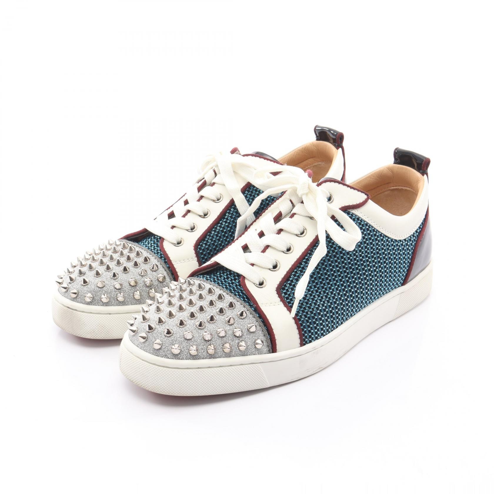 クリスチャンルブタン Christian Louboutin Louis Junior Spikes Orlato スニーカー 靴 レザー パテントレザー ファブリック メンズ ホワイト系 / マルチカラー 【中古】