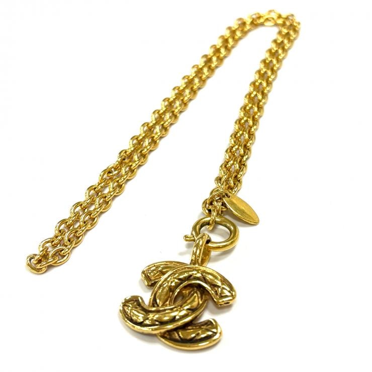 CHANEL ヴィンテージ マトラッセ ココマーク ゴールド GP ネックレス 鑑定済み 正規品 シャネル
