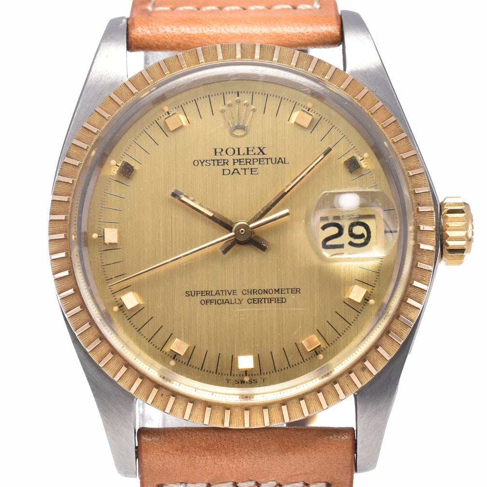 ロレックス ROLEX 1505 ヴィンテージ オイスターパーペチュアルデイト Cal.1570 ゴールド 自動巻き メンズ 美品 腕時計 D#149791