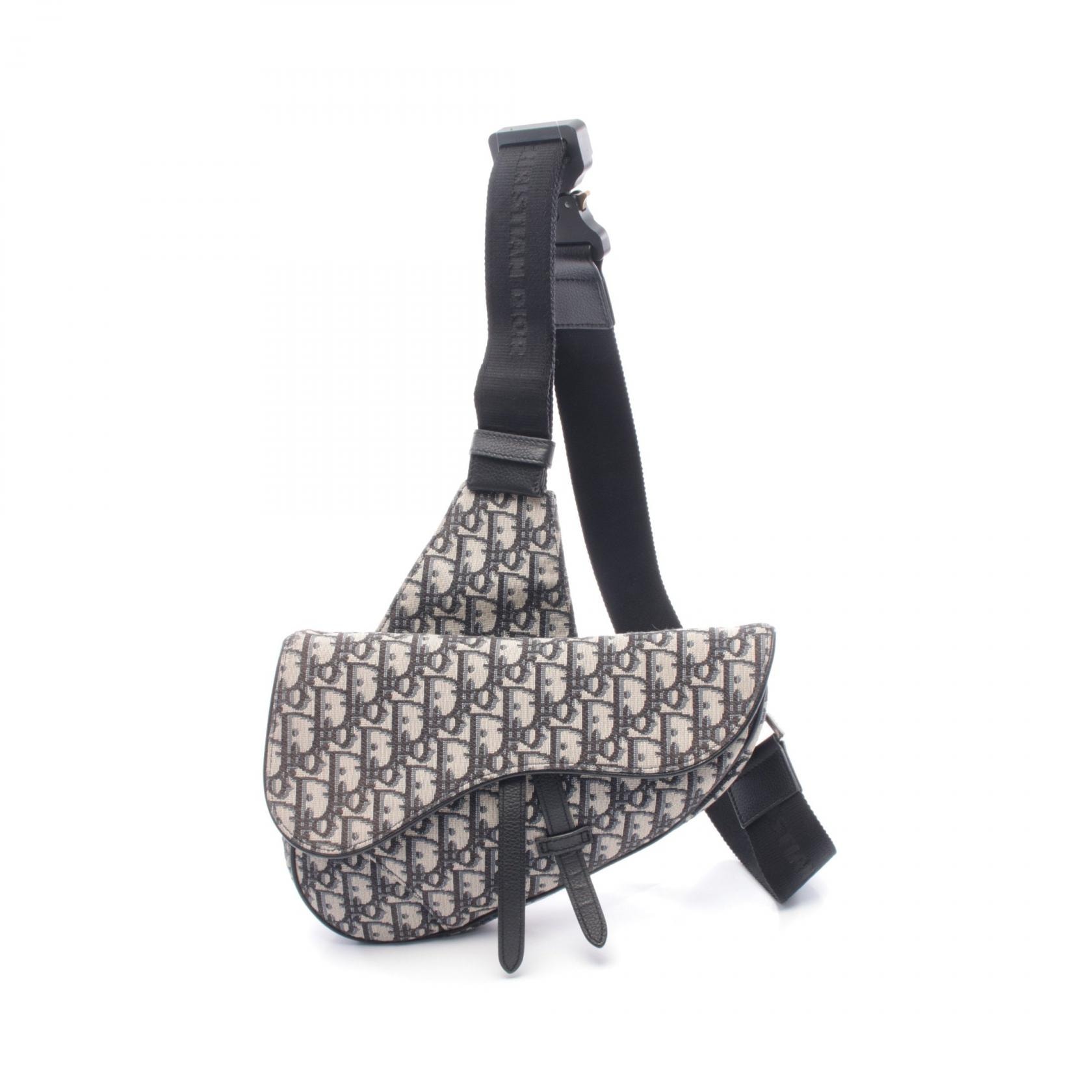ディオール Dior SADDLE サドル オブリーク ジャガード ウエストバッグ ボディバッグ バッグ キャンバス レザー メンズ ベージュ系 / ブラック系 / ブルー系 【中古】