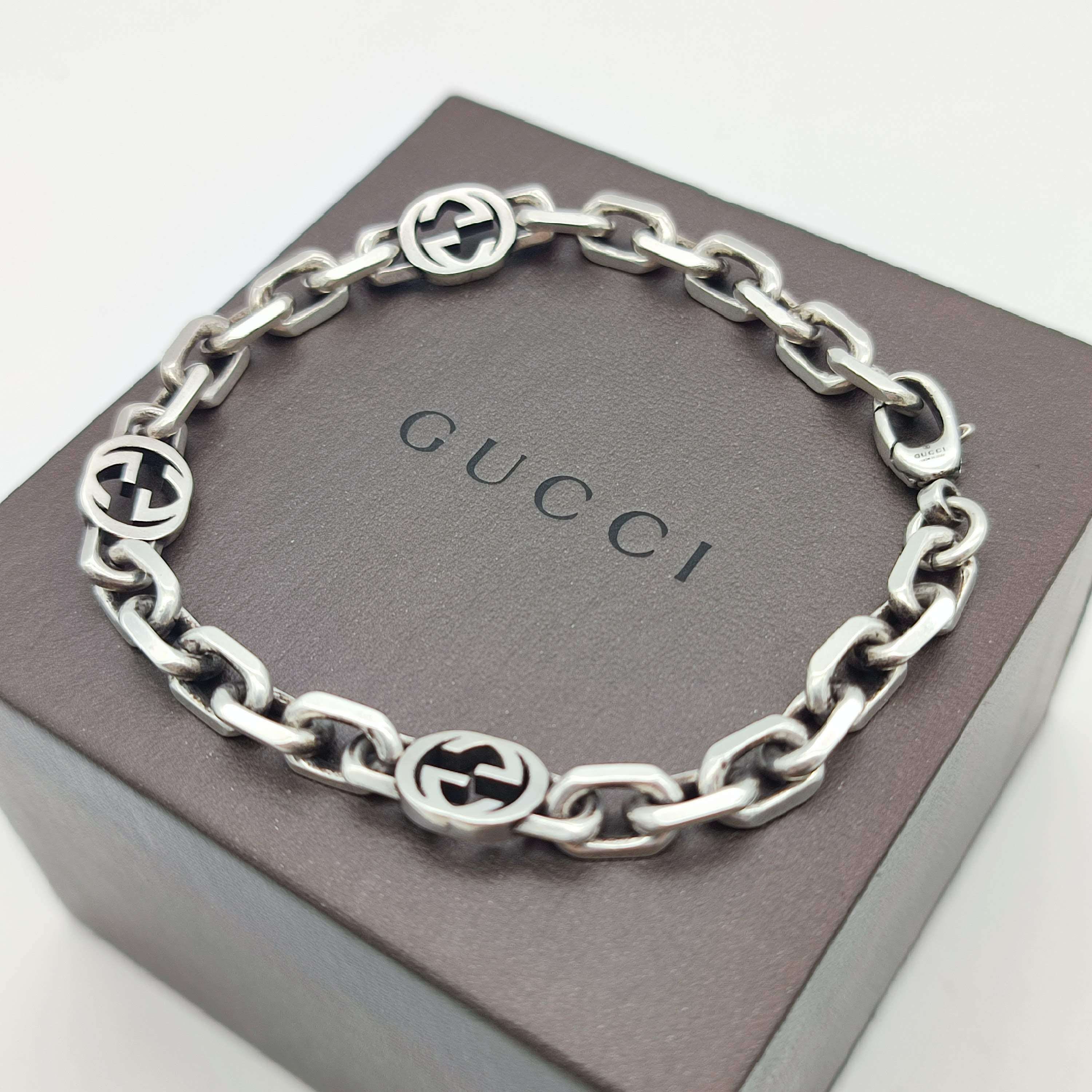 GUCCI Silver Bracelet With Interlocking G
