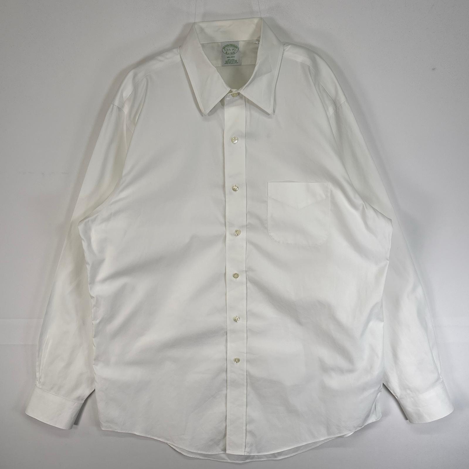 古着 ブルックスブラザーズ Brooks Brothers 長袖シャツ MILANO 胸ポケ カラーステイ L  ホワイト系 無地 メンズ