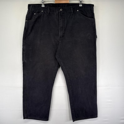 古着 ディッキーズ Dickies ダック パンツ ペインター ワンポイントロゴ ハンマーループ 大きいサイズ W44 L30 ブラック系 メンズ