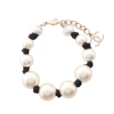 シャネル CHANEL ココマーク A16K ブレスレット アクセサリー GP(ゴールドメッキ) フェイクパール レディース ホワイト系 / ブラック系 / ゴールド系 【中古】