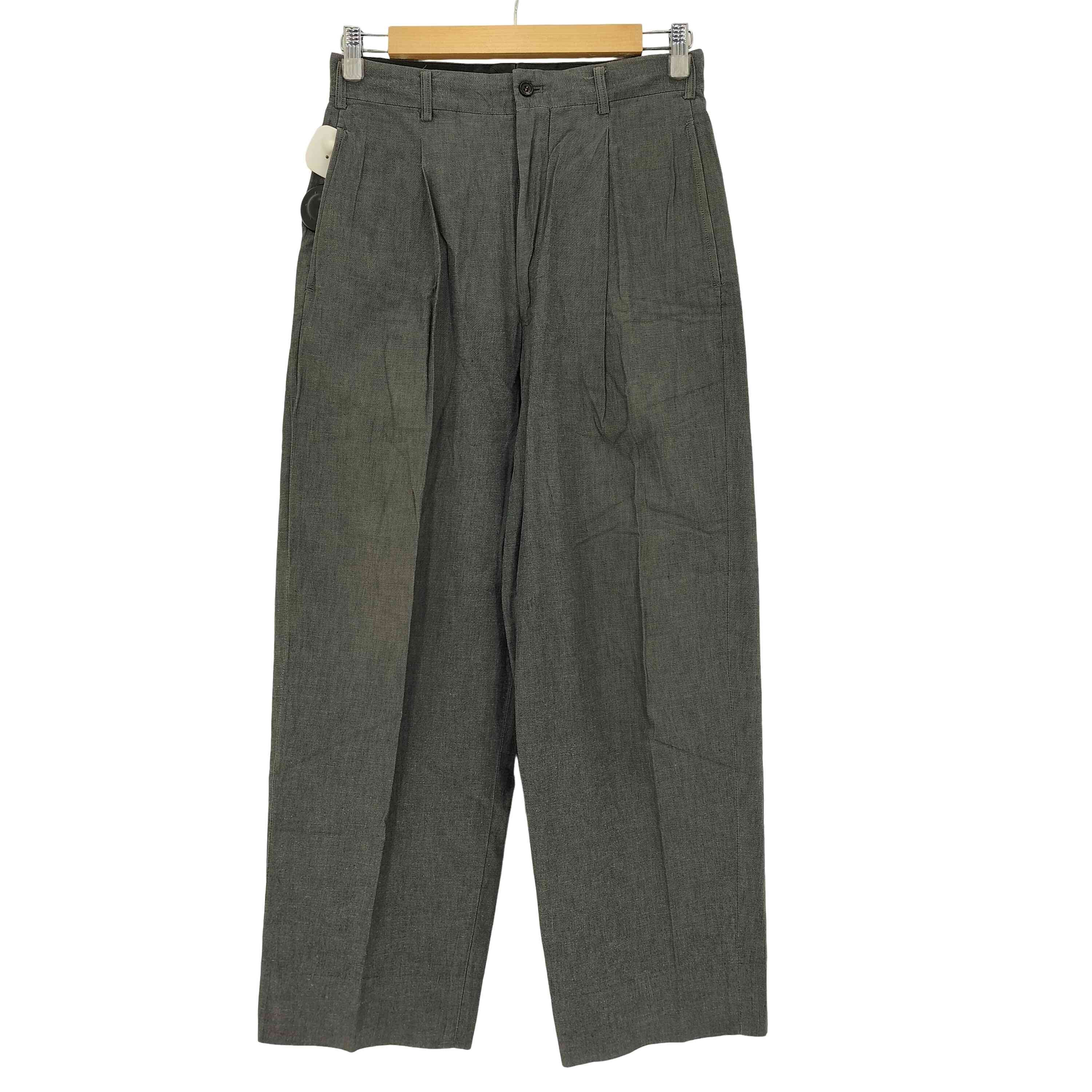 80-90s archive 金文字タグ カスリ 1タック コットン センタープレス ワイド テーパード スラックス【1139810039432】