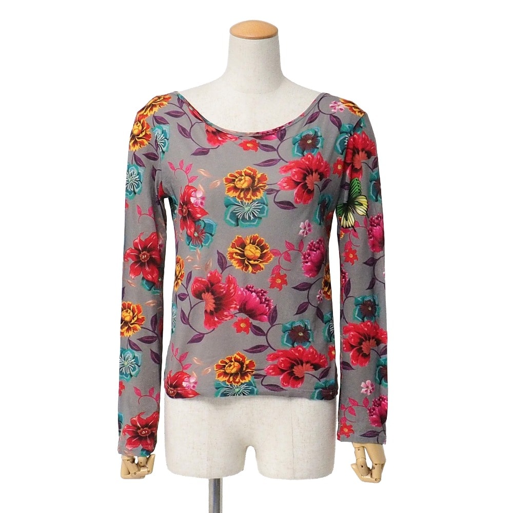 Y's Yohji Yamamoto ワイズ ヨウジヤマモト 長袖Tシャツ サイズ2 花柄 ボートネック ブランド古着【中古】20260423/RA9028