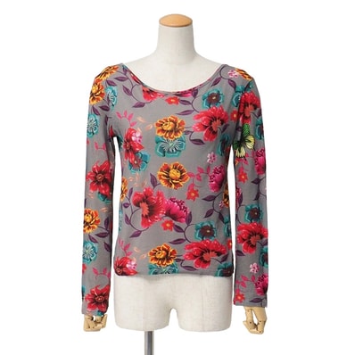 Y's Yohji Yamamoto ワイズ ヨウジヤマモト 長袖Tシャツ サイズ2 花柄 ボートネック ブランド古着【中古】20260423/RA9028