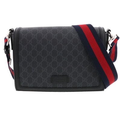 GUCCI グッチ GGスプリーム メッセンジャーバッグ ショルダーバッグ 771167 GGスプリームキャンバス ブラック グレー メンズ【中古】