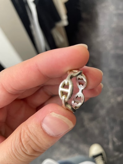 Hermes Chaine D'ancre Enchainee Ring Small Model "Silver"