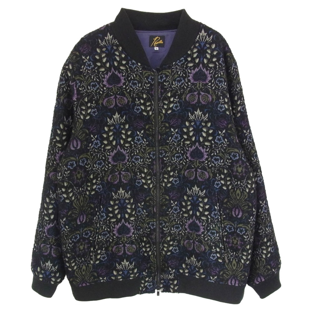 Needles ニードルス ジャケット 21AW J0118 B.B.JACKET GOBELIN ジャガード ジップアップ ゴブラン織り ペイズリー ベースボール ジャケット ブルゾン ブラック系 M【中古】