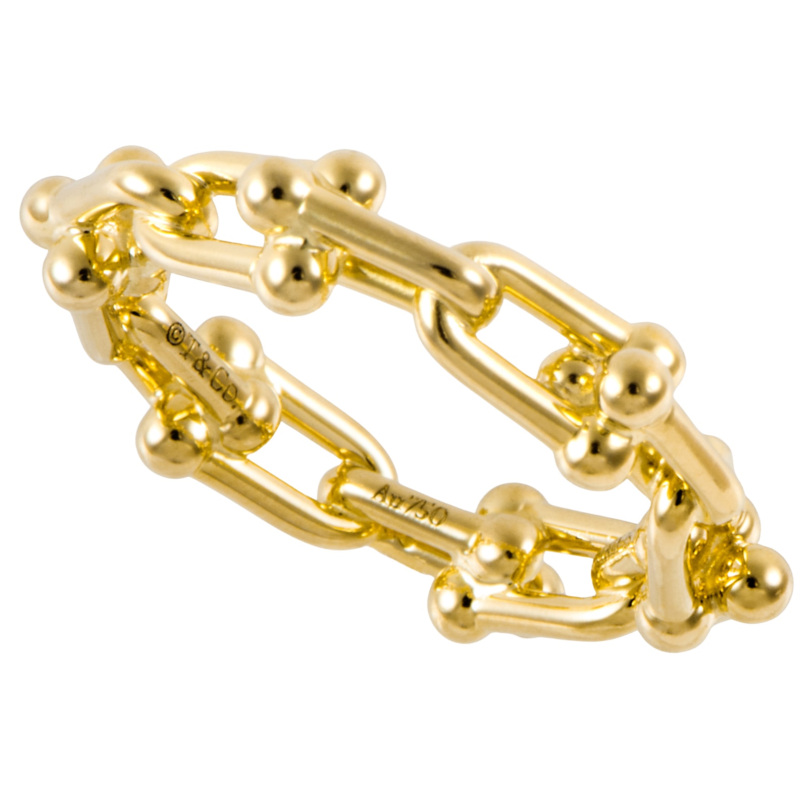 TIFFANY&Co. ティファニー ハードウェア マイクロ リンク リング 指輪 10号 K18YG ゴールド【中古】