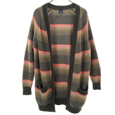 GAP ギャップ ボーダー柄 長袖 ロング ニットカーディガン M マルチ